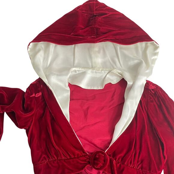 Vintage 70s Red Velvet Ball Gown Backless Bolero Jacket Set Mrs Claus Christmas - Picture 11 of 16
